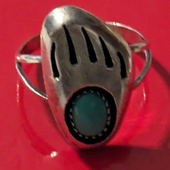 Vintage Sterling Silver bear print with turquoise - Picture 6 of 16